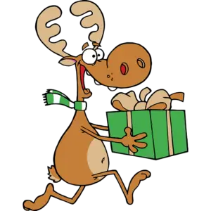 Rudolph mit Geschenk Farbbild