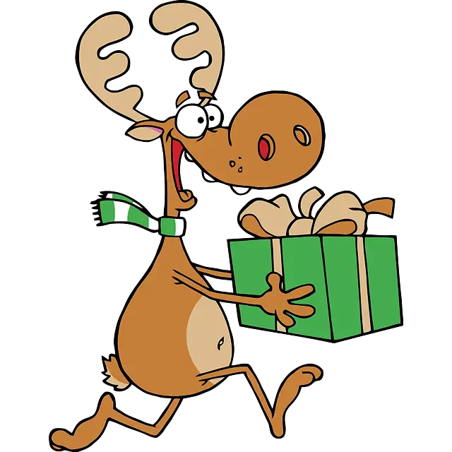 Rudolph mit Geschenk Farbbild