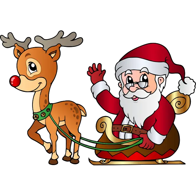 Santa Clause und Rudolph Farbbild
