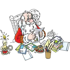 Santa Claus liest der Briefe Farbbild