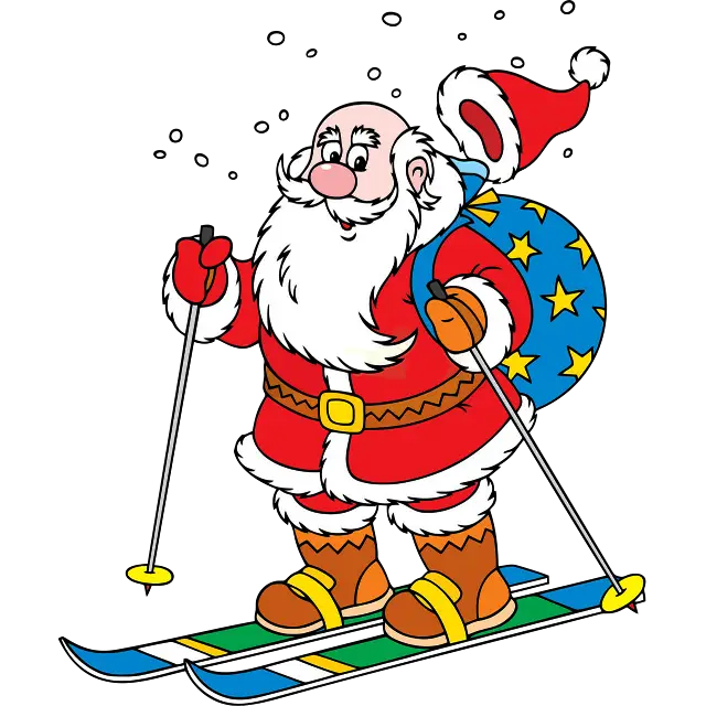 Weihnachtsmann auf Skiern Farbbild