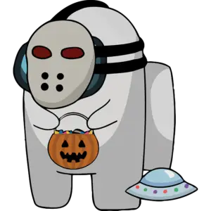 Among Us Halloween Jason Maske farbiges Bild