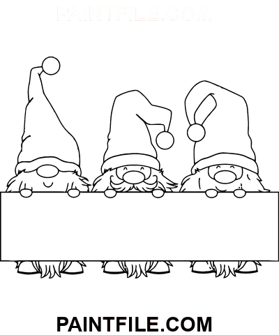 Weihnachten drei Zwerge mit Banner Ausmalbild