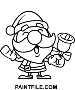 Süßer Weihnachtsmann hält Weihnachtsglocke Ausmalbild