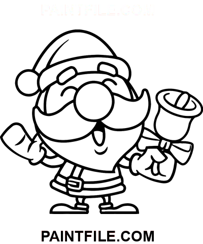 Süßer Weihnachtsmann hält Weihnachtsglocke Ausmalbild