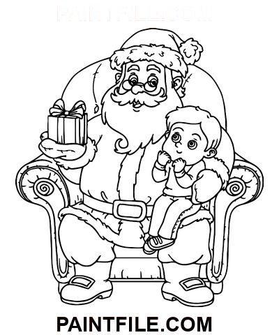 Weihnachtsmann Geschenk geben Ausmalbild