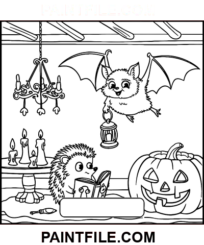 Gruselige Zeiten für die Familie Ausmalbild