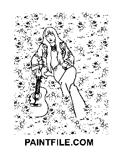 Frau Mit Ihrer Gitarre Ausmalbild