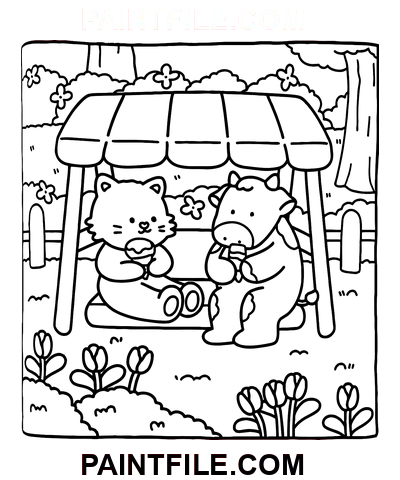 Kuschelige Hasen für kreative Ruhe Ausmalbild