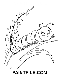 Freundliche Laubraupe Ausmalbild
