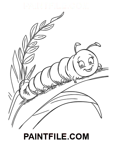 Freundliche Laubraupe Ausmalbild