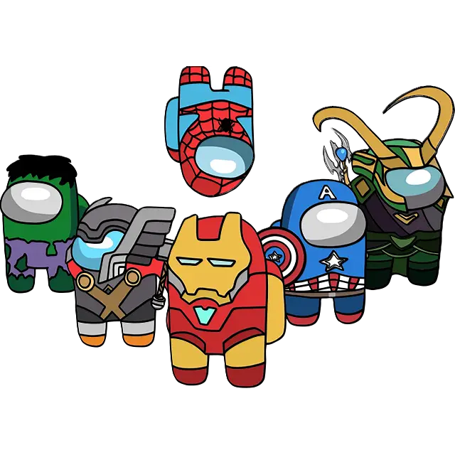 Among Us 6 Super-heróis imagem colorida