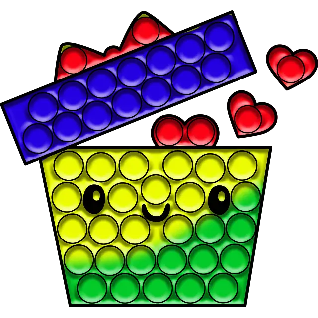 Caixa de presente Pop-it imagem colorida