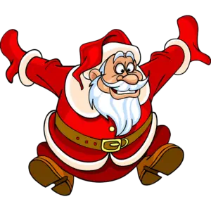 Papai Noel pulando com alegria imagem colorida