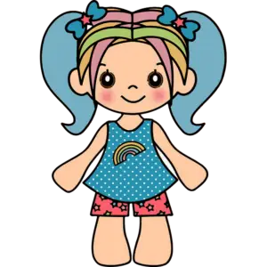 Happy Doll clipart colored