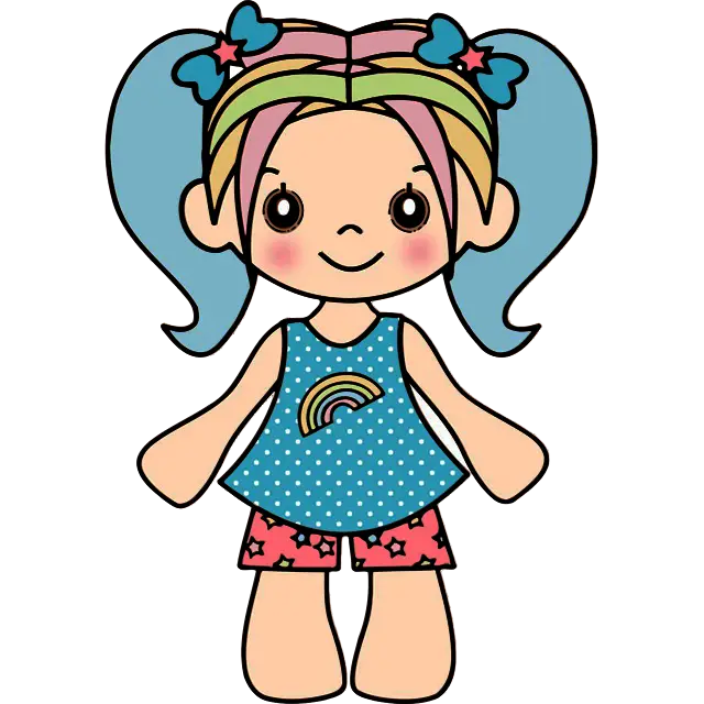 Happy Doll clipart colored