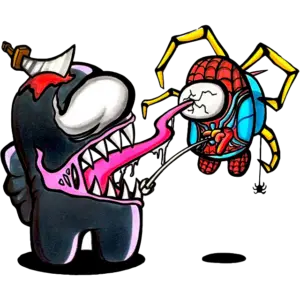 Among Us Venom vs Spiderman colored