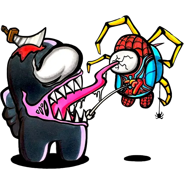 Among Us Venom vs Spiderman colored