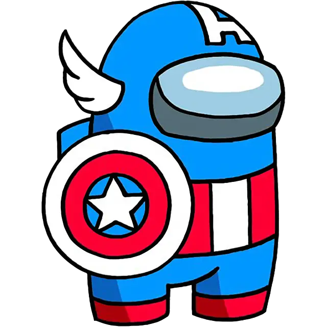 among us captain america colored