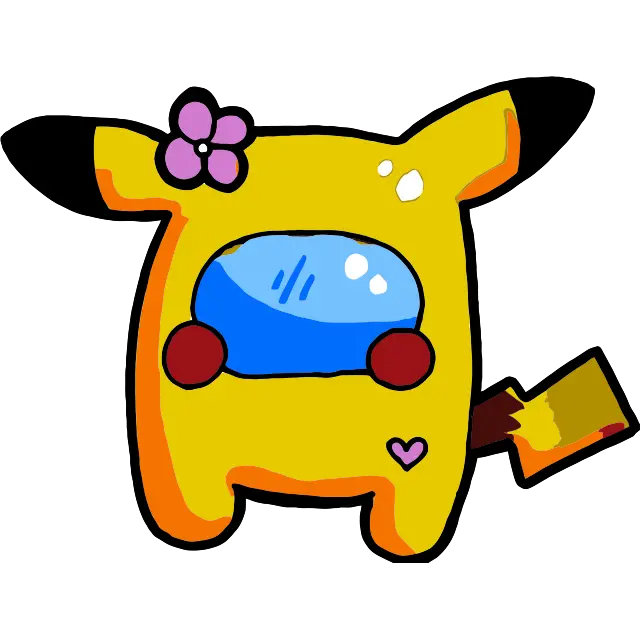 among us happy pikachu colored