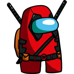 among us deadpool sticker colored