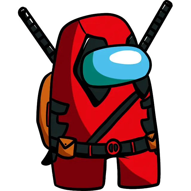 among us deadpool sticker colored