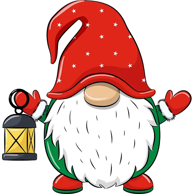 christmas gnome with latern colored