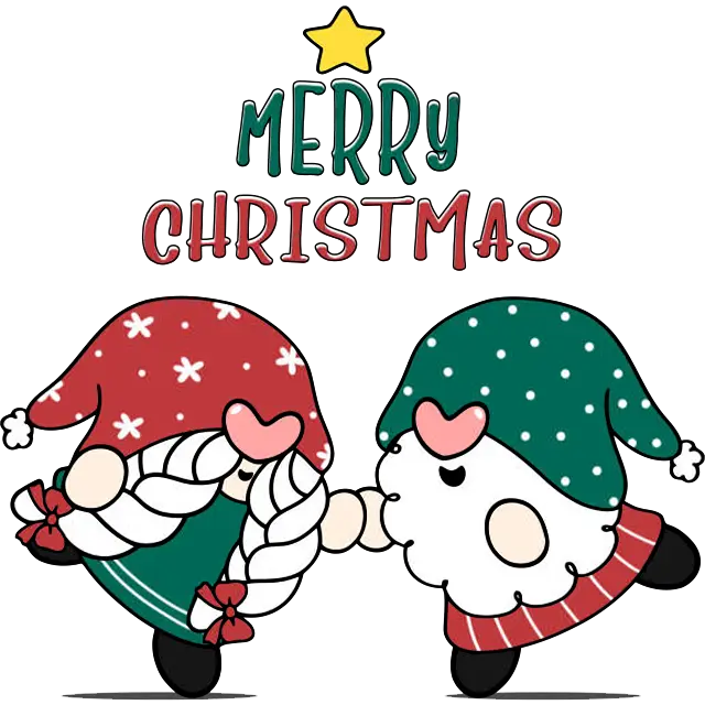 christmas gnomes boy and girl dancing merry christmas colored