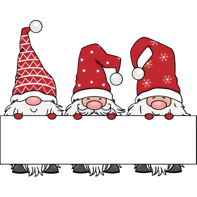 christmas three gnomes with banner colored