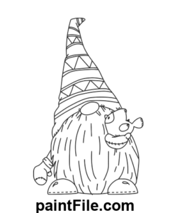 Cute Gnome with Bird coloring page