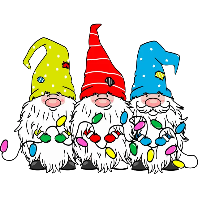cute gnomes christmas lights colored