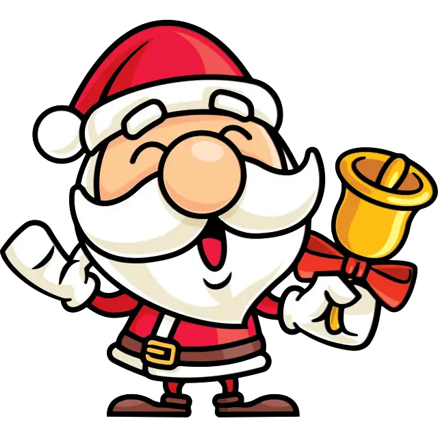 cute santa claus holds christmas bell colored