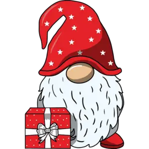 cute xmas gnome with gift box colored