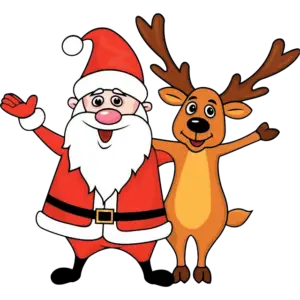 santa claus and a deer colored