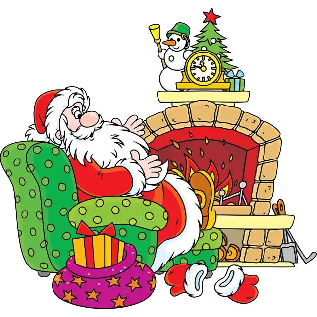 santa with fireplace christmas 2024 colored