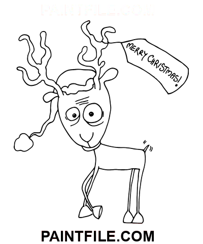Rudolph Reindeer Christmas Banner coloring page