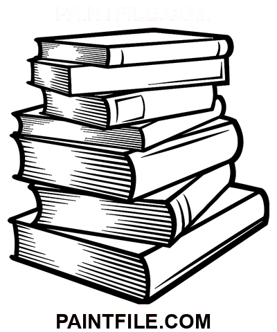 Stacked Books coloring page