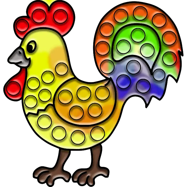 Gallo Pop-it imagen coloreada
