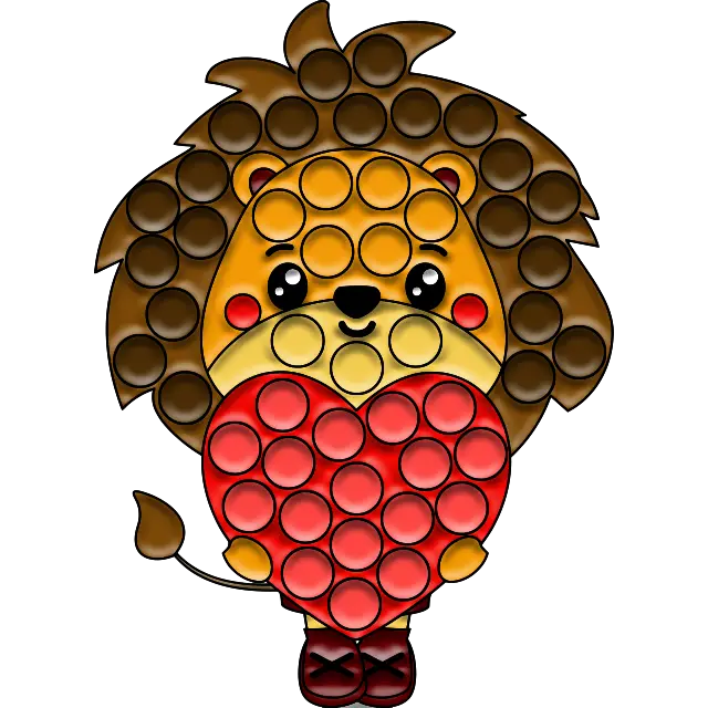 Pop-it Lion con corazón imagen coloreada