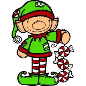 Elfo de Navidad con caramelos imagen coloreada