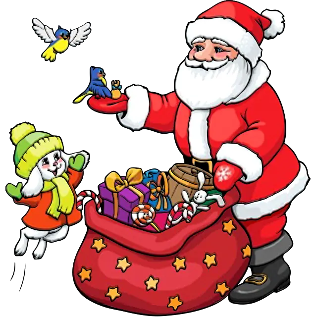 Santa Claus hizo regalos imagen coloreada