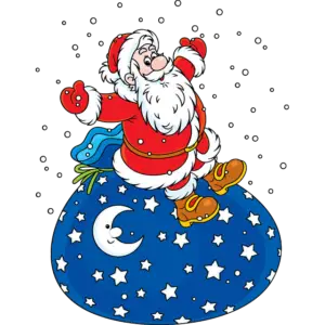 Santa Claus en una bolsa de regalos imagen coloreada