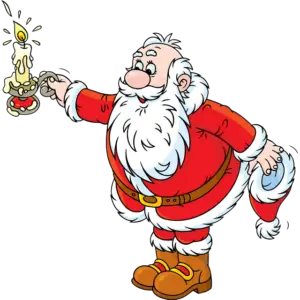 Santa Claus con una vela imagen coloreada