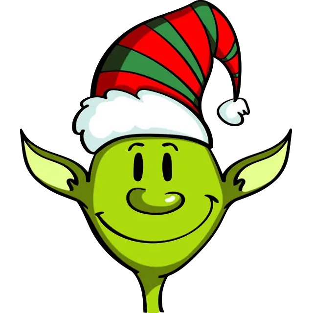 Cabeza de Elfo Verde de Navidad imagen coloreada