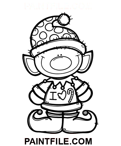 Sorriso dell’elfo di Natale disegno da colorare