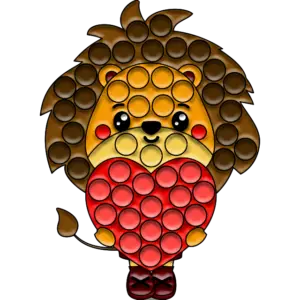 Pop-it løve med hjerte fargebilde