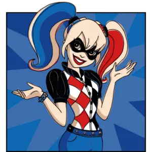 Superhelten Harley Quinn farvet billede