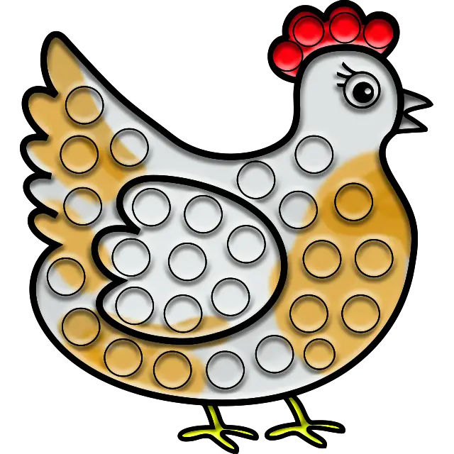 Høne Pop-it farvet billede