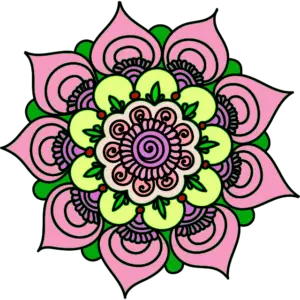 Mandala blomsterkrans farvet billede