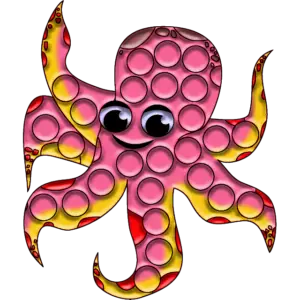 Pop-it blæksprutte farvet billede
